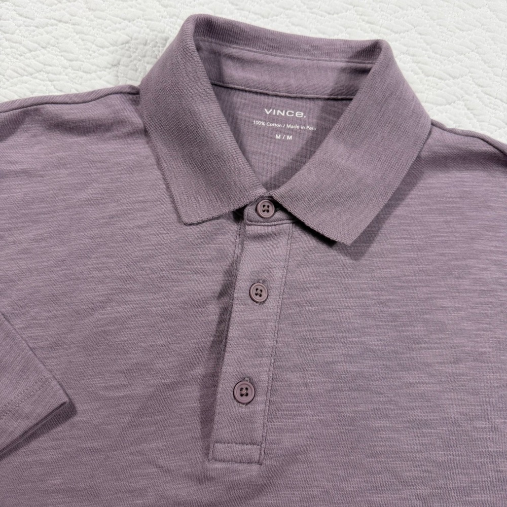 NWT VINCE Mens Purple Heathered Cotton Short Sleeve Polo Shirt Size Medium
